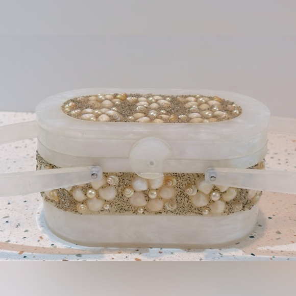 Vintage 1950’s Wilardy Marble Lucite Seashell Clutch‎ Purse - Picture 6 of 9